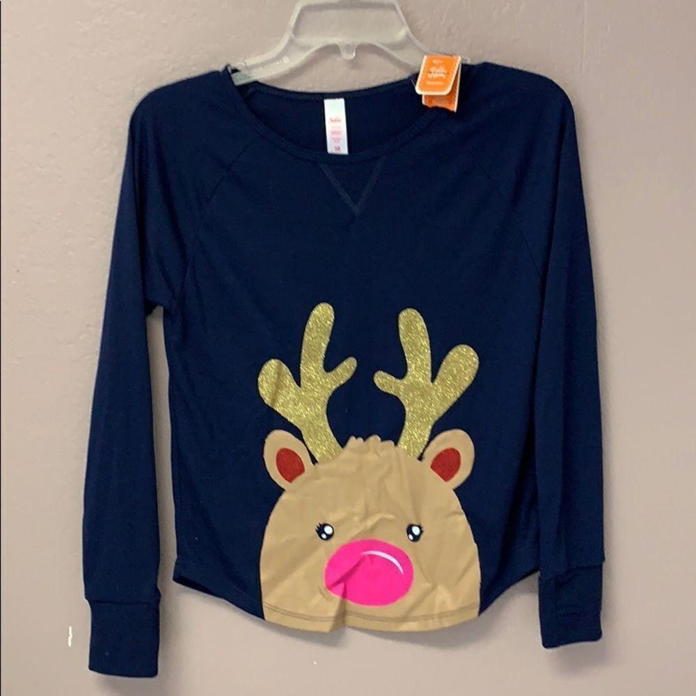 Justice Sleep Shirt Size 10 Reindeer NWT